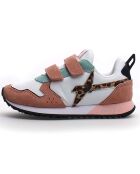 Sneakers en Velours de Cuir Jet rose/blanc
