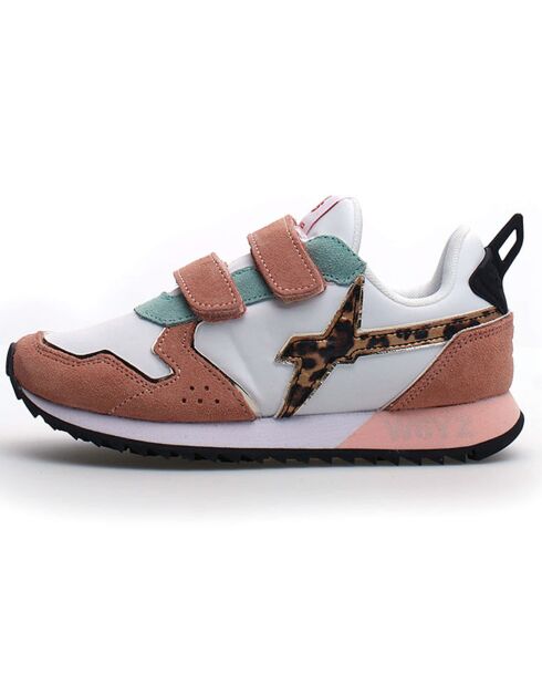 Sneakers en Velours de Cuir Jet rose/blanc