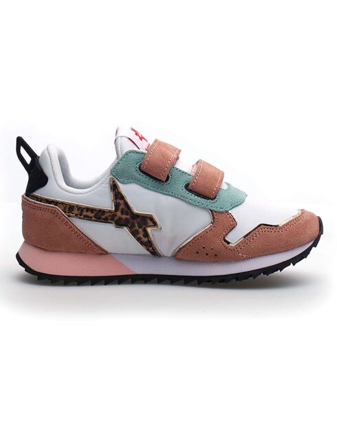Sneakers en Velours de Cuir Jet rose/blanc