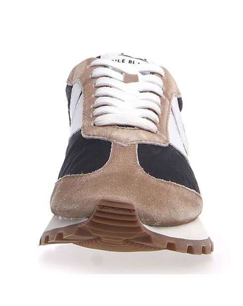 Sneakers en Cuir Qwark tabac/noir