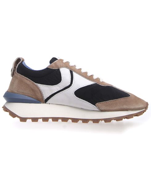 Sneakers en Cuir Qwark tabac/noir