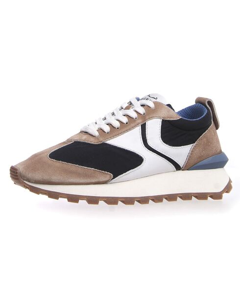Sneakers en Cuir Qwark tabac/noir