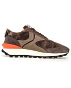 Qwark sneakers van taupe/camouflageleer van leer
