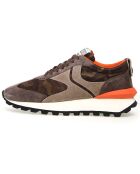Qwark sneakers van taupe/camouflageleer van leer
