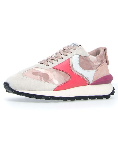Sneakers en Cuir Qwark blanc/rose