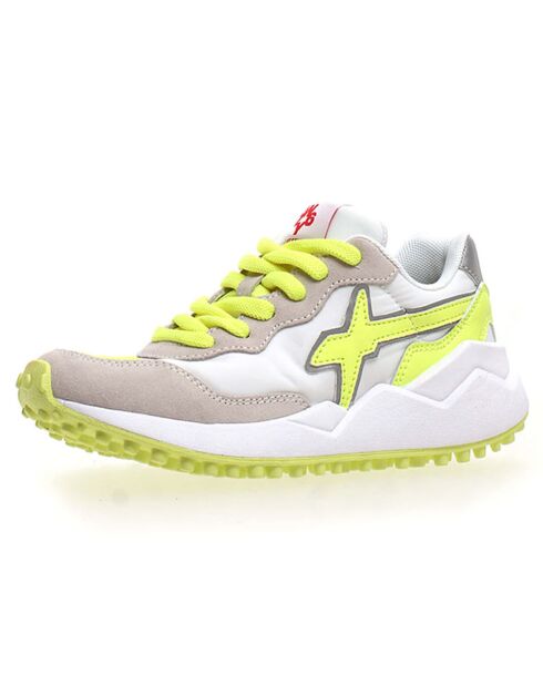 Sneakers en Cuir Wolf blanc/jaune fluo