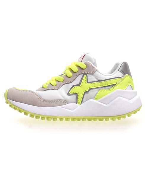 Sneakers en Cuir Wolf blanc/jaune fluo