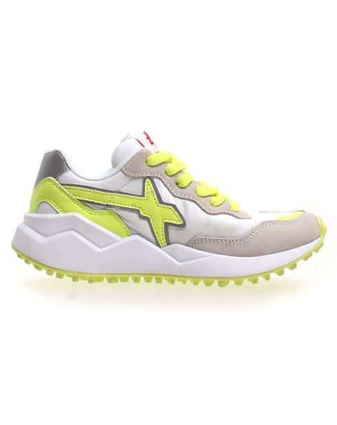 Sneakers en Cuir Wolf blanc/jaune fluo
