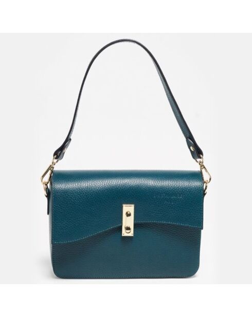 Sac Porté Epaule en Cuir Cassie bleu canard - 26x16x6 cm