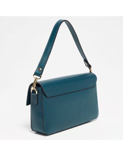 Sac Porté Epaule en Cuir Cassie bleu canard - 26x16x6 cm