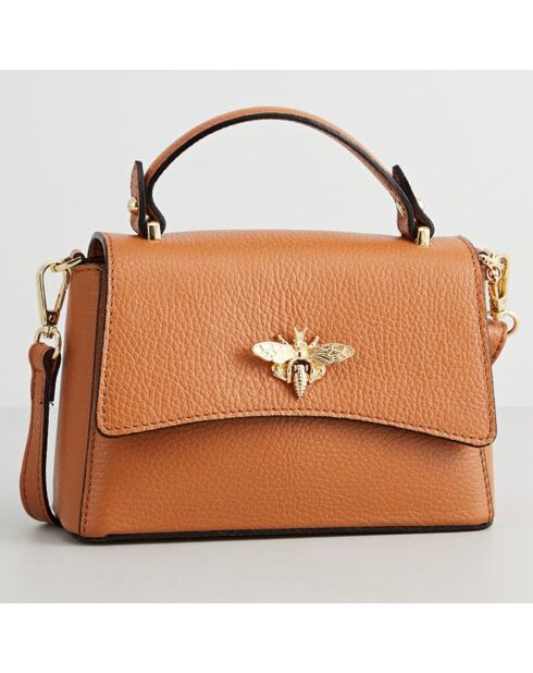 Sac à main en Cuir Mathilde camel - 19.5x13.5x7.5 cm