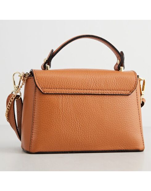 Sac à main en Cuir Mathilde camel - 19.5x13.5x7.5 cm