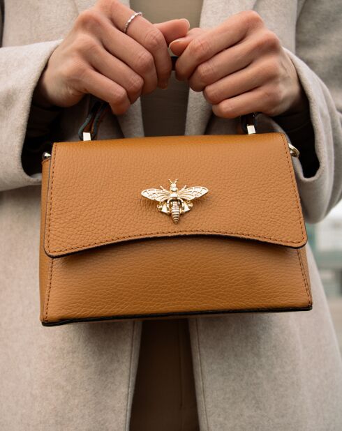 Sac à main en Cuir Mathilde camel - 19.5x13.5x7.5 cm