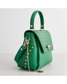 Sac à main en Cuir Yasmin vert foncé - 22x19.5x10 cm