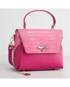 Sac à main en Cuir Yasmin fuchsia - 22x19.5x10 cm