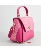 Sac à main en Cuir Yasmin fuchsia - 22x19.5x10 cm