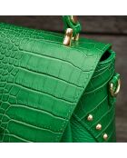 Sac à main en Cuir Yasmin vert foncé - 22x19.5x10 cm