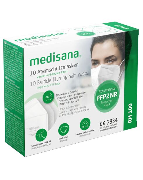 10 Masques de protection RM 100 blancs