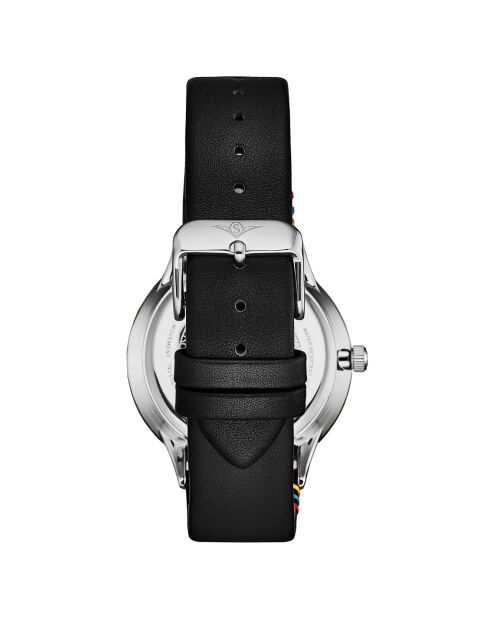 Montre Homme en Cuir Quartz Symphony noir/argenté