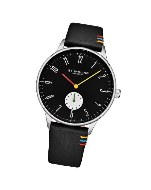 Montre Homme en Cuir Quartz Symphony noir/argenté