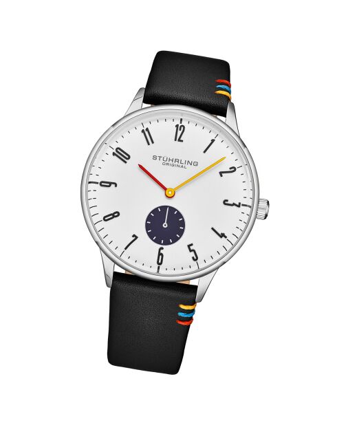 Montre Homme en Cuir Quartz Symphony noir/argenté
