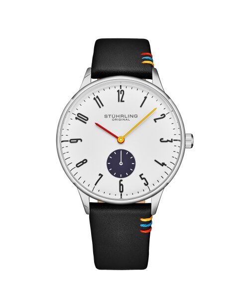 Montre Homme en Cuir Quartz Symphony noir/argenté