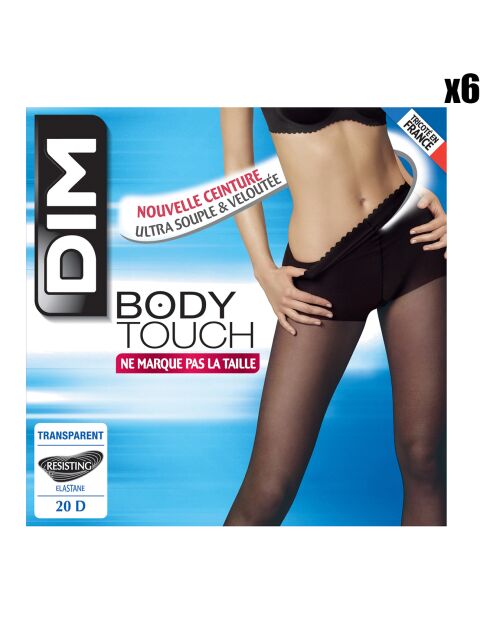 6 Collants Body Touch Voile 20 deniers noirs