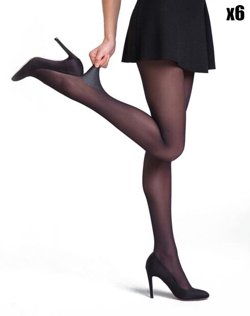 6 Collants Beauty Resist Semi-Opaque 25 deniers noirs