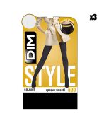 3 Collants Style Opaque Velouté 50 deniers noirs