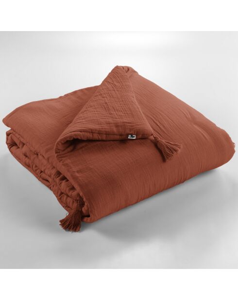 Bout de lit Gaze de Coton Gaïa terracotta - 90x200 cm