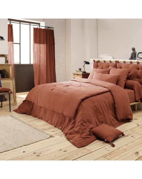 Bout de lit Gaze de Coton Gaïa terracotta - 90x200 cm