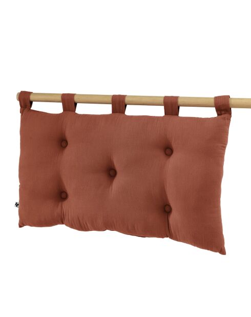 Tête de lit 5 boutons avec passants Gaze de coton Gaïa terracotta