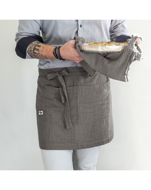 Tablier serveur Gaze de coton Gaïa granit