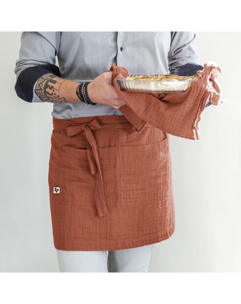 Tablier serveur Gaze de coton Gaïa terracotta