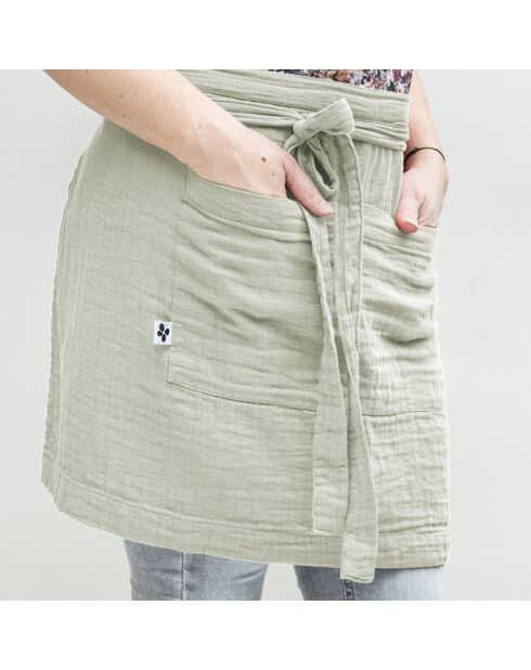 Tablier serveur Gaze de coton Gaïa vert d'eau