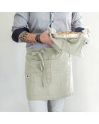 Tablier serveur Gaze de coton Gaïa vert d'eau