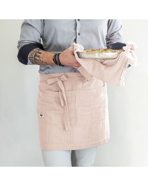 Tablier serveur Gaze de coton Gaïa guimauve