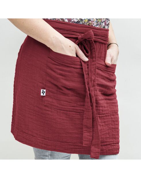 Tablier serveur Gaze de coton Gaïa lie de vin