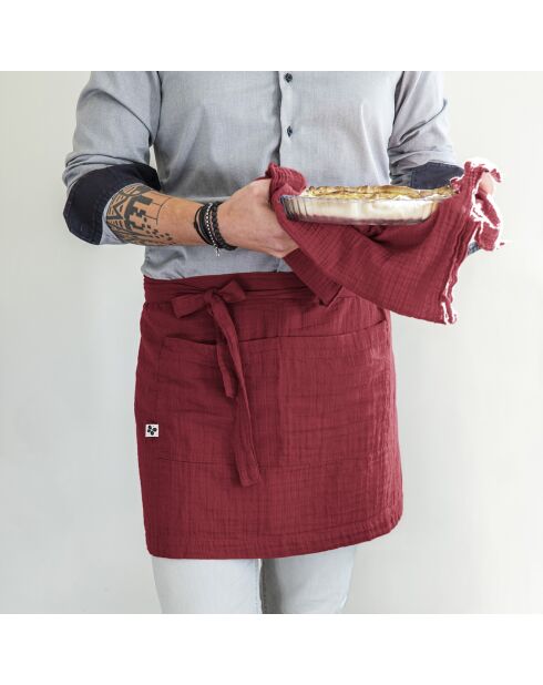 Tablier serveur Gaze de coton Gaïa lie de vin