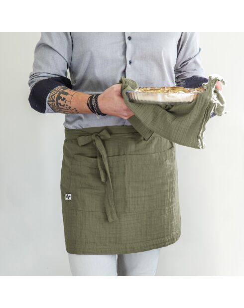 Tablier serveur Gaze de coton Gaïa romarin