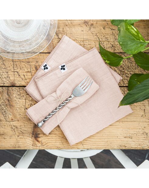 3 Serviettes de table Gaze de coton Gaïa guimauve