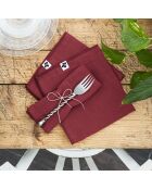 3 Serviettes de table Gaze de coton Gaïa lie de vin