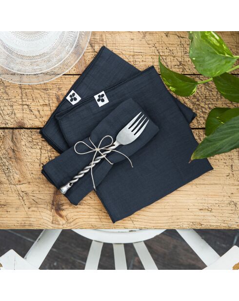 3 Serviettes de table Gaze de coton Gaïa minuit