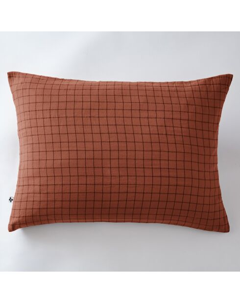 Taie d'oreiller Gaze de coton Gaïa Mix terracotta