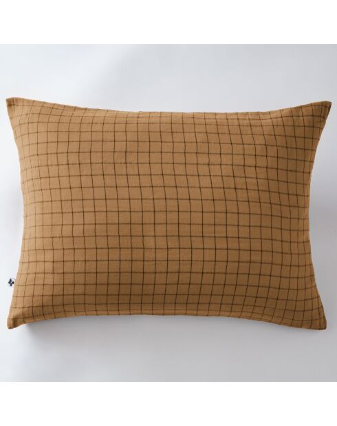 Taie d'oreiller Gaze de coton Gaïa Mix camel