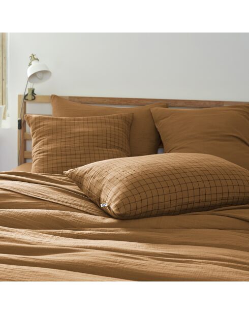 Taie d'oreiller Gaze de coton Gaïa Mix camel