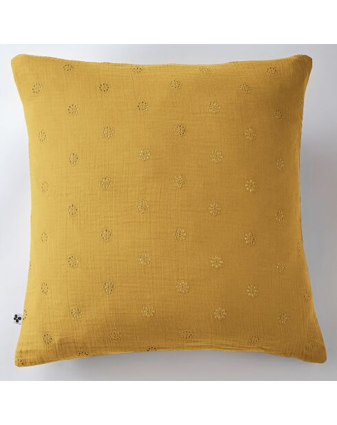 Taie d'oreiller Gaze de coton Gaïa Boho safran