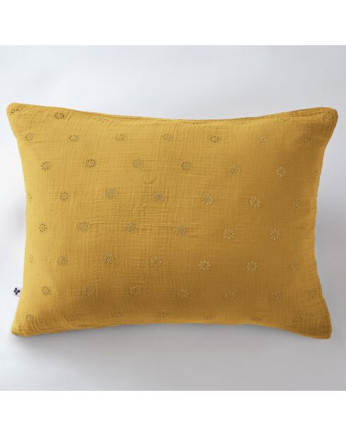 Taie d'oreiller Gaze de coton Gaïa Boho safran
