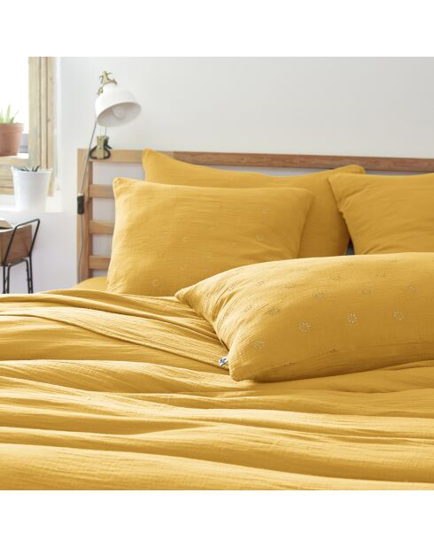 Taie d'oreiller Gaze de coton Gaïa Boho safran