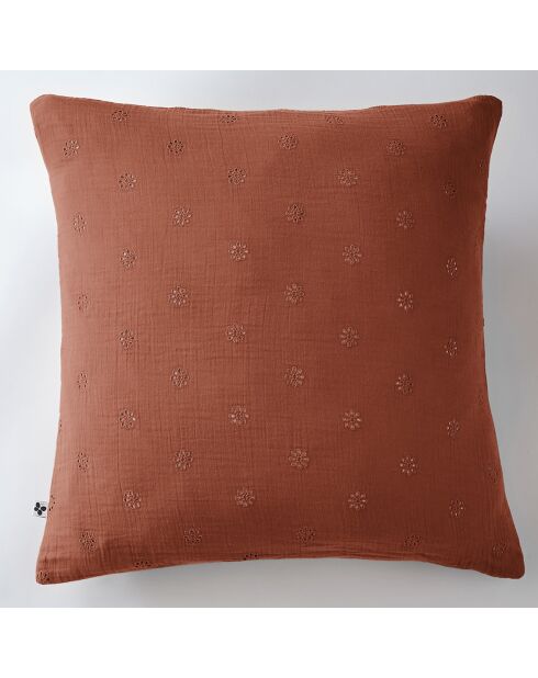 Taie d'oreiller Gaze de coton Gaïa Boho terracotta